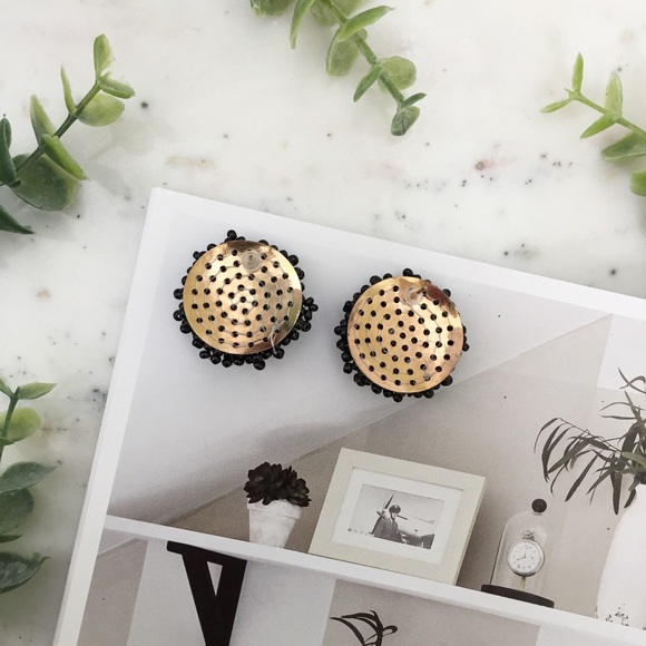 "Clémence" Earrings || Black Beaded Statement - Picture 3 of 9